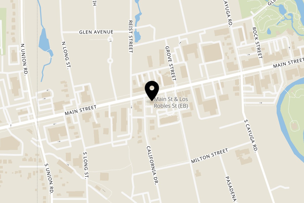 Map showing the location of A'mano Fresh Pasta Kitchen on 5429 Main St in Williamsville